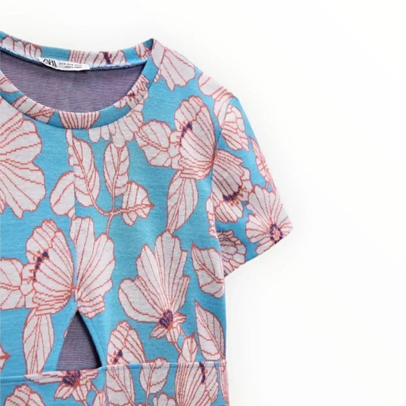 ZARA | Light Blue | CUT OUT JACQUARD DRESS - Picture 3 of 3